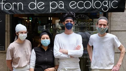 L’équipe de la boulangerie (de g. à  dr.) :   Estelle Neveu, Alicia Pachay, Xavier Gauthier et Benjamin Brabant. © M.Llonch